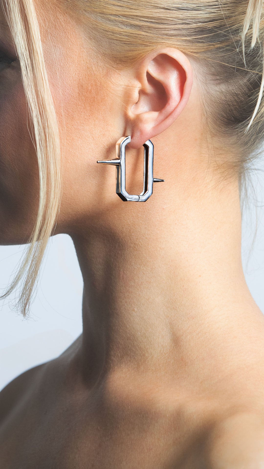 Edgecore Rectangular Hoop Spike Earrings