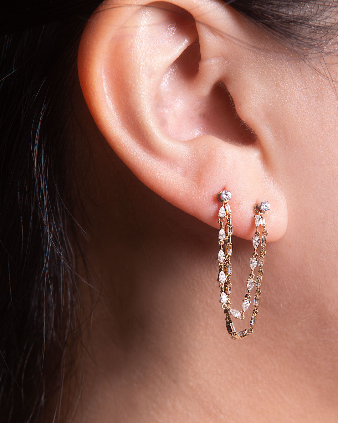 Pear Diamond Chain Earring Connector