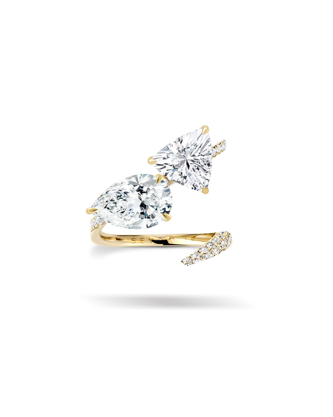 Trillion and Pear Diamond Moi et Toi Twist Ring