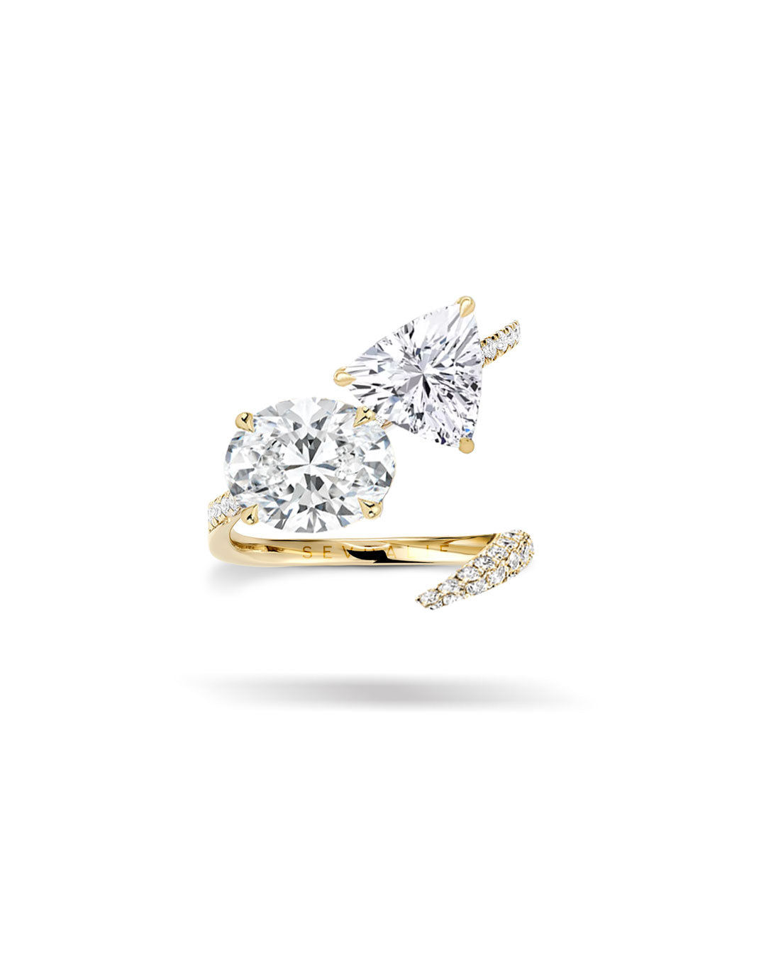 Trillion and Oval Diamond Moi et Toi Twist Ring