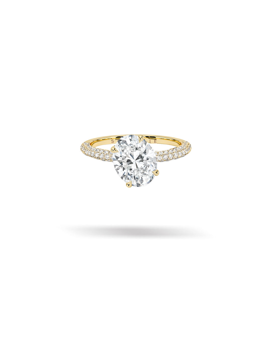 Slanted Oval Solitaire Diamond Ring