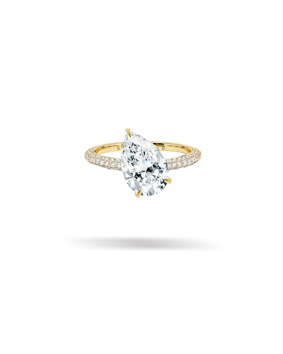 Slanted Pear Solitaire Diamond Ring