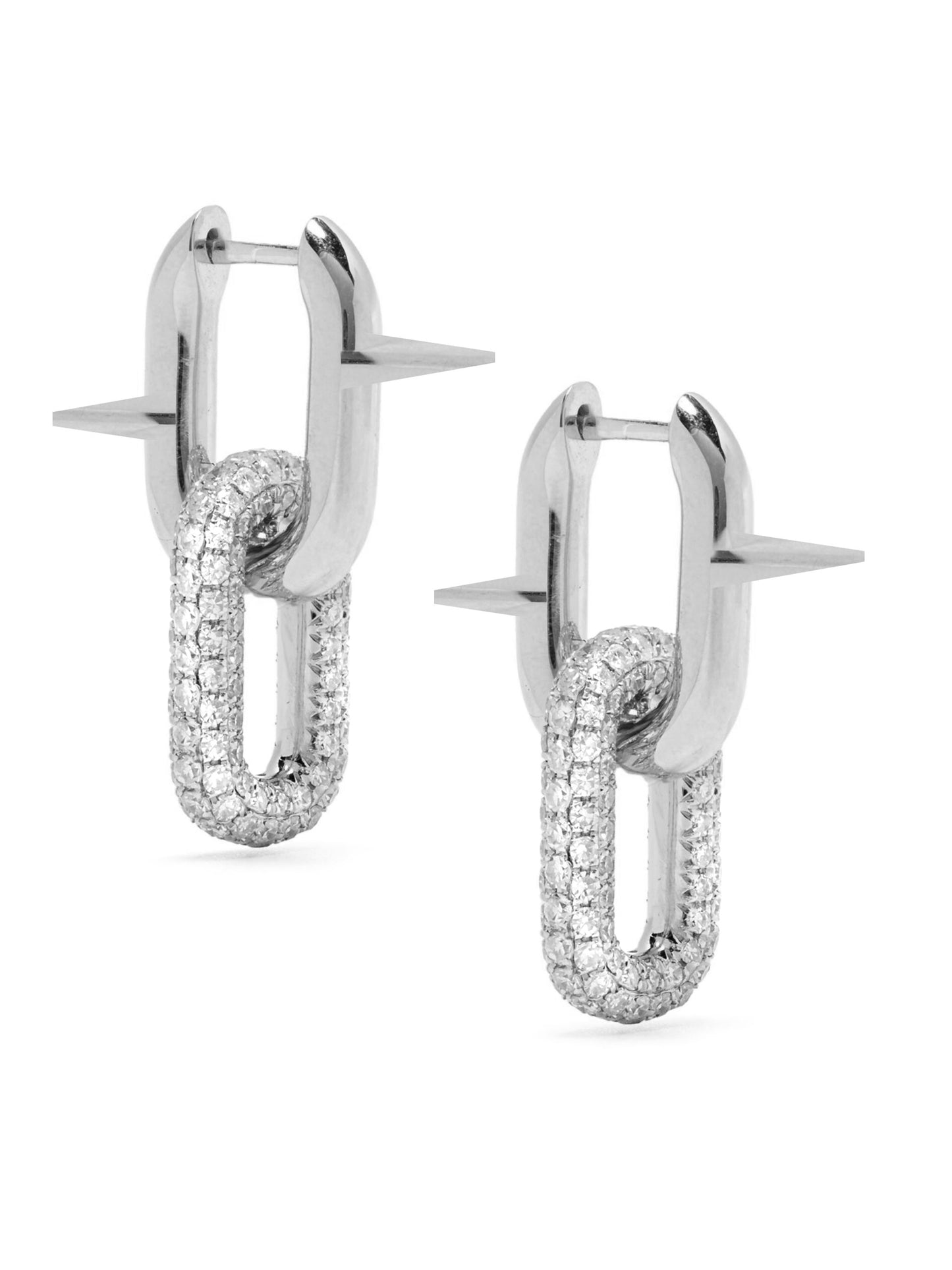Edgecore Diamond Pave Hoop Spike Chain Earrings