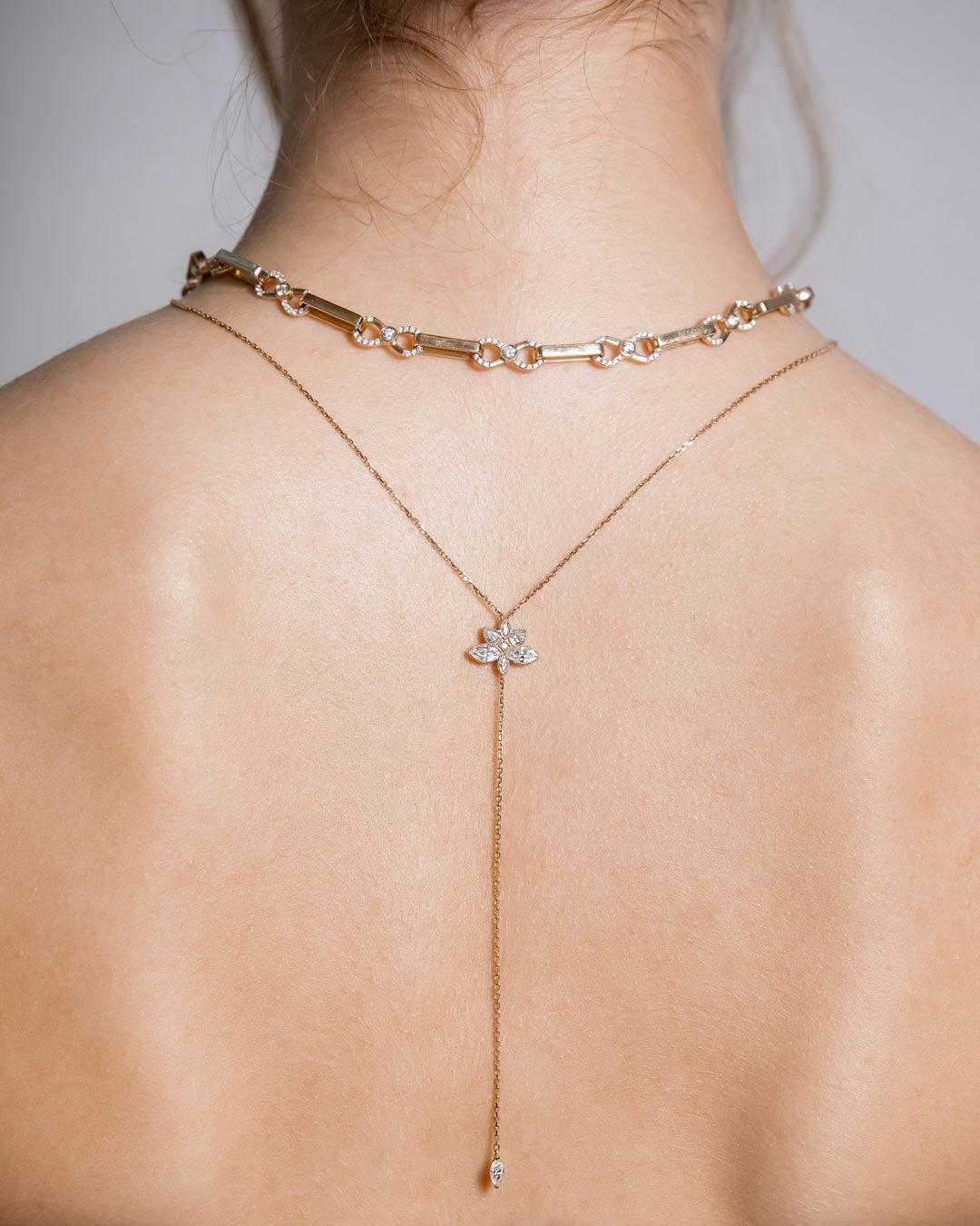 Lady Lotus Flower Diamond Lariat - SEVDALIE