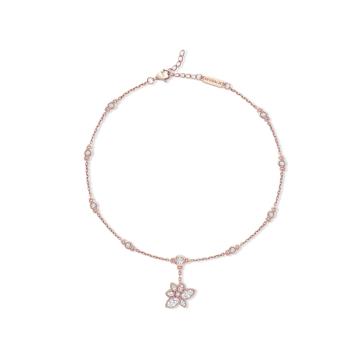 Lucky Lotus Flower Diamond Anklet - SEVDALIE