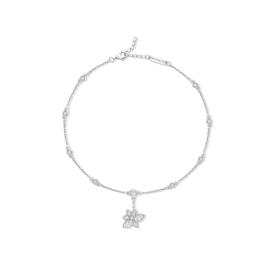 Lucky Lotus Flower Diamond Anklet - SEVDALIE