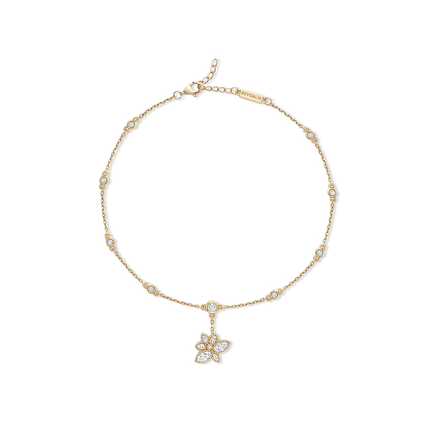 Lucky Lotus Flower Diamond Anklet - SEVDALIE