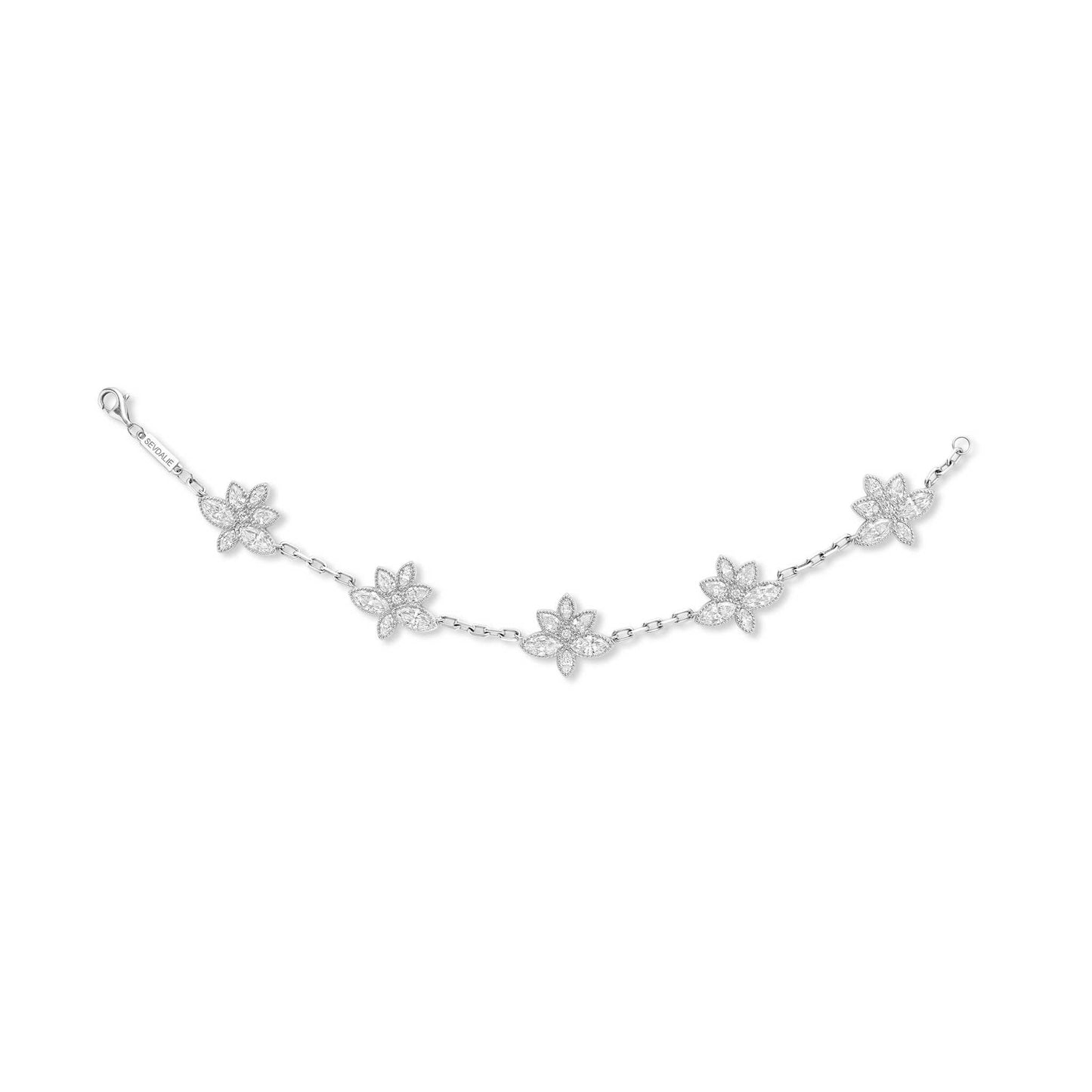 Lady 5 Pendent Lotus Flower Diamond Bracelet - SEVDALIE