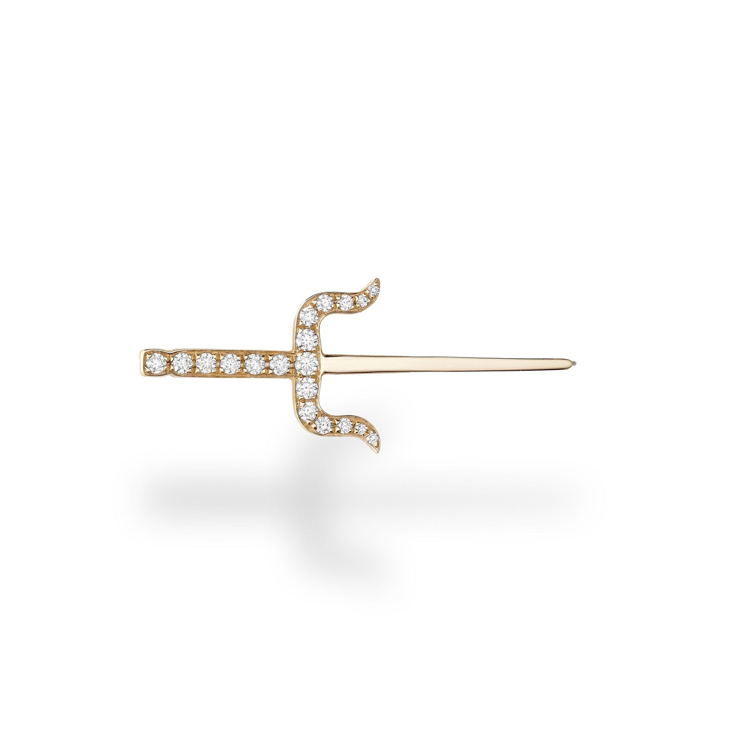 Sevdalie dagger pendent earring, pave diamond solid 14k yellow gold