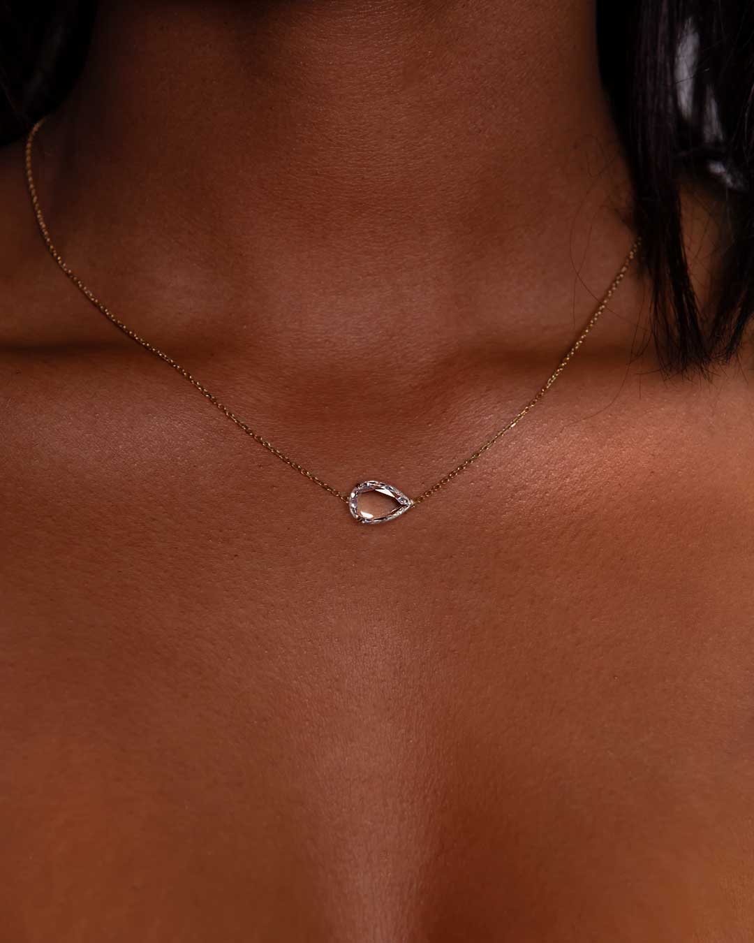 Pear Portrait Solitaire Necklace