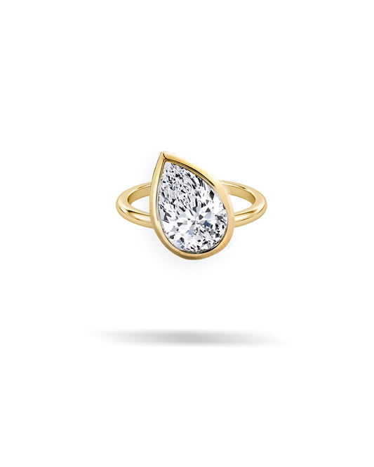 Bezel Pear Solitaire Diamond Ring