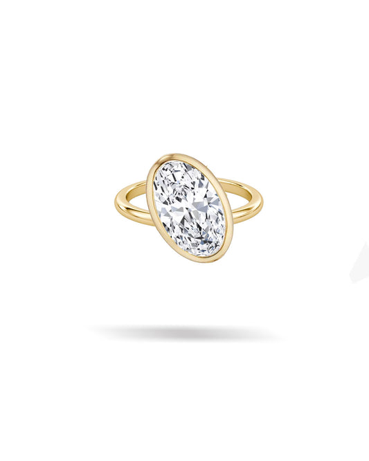 Bezel Oval Solitaire Diamond Ring