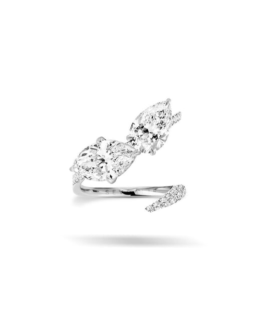 Pear and Marquis Diamond Moi et Toi Twist Ring