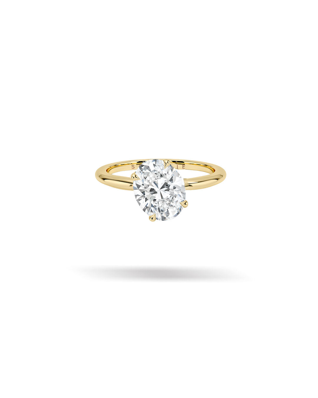 Slanted Oval Solitaire Diamond Ring