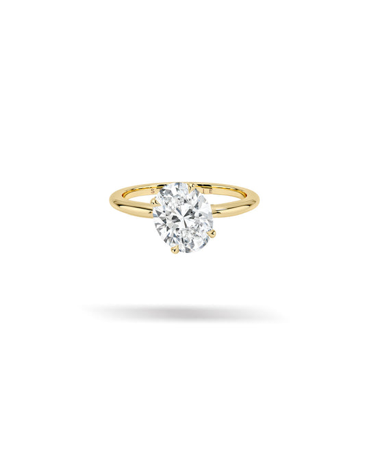 Slanted Oval Solitaire Diamond Ring