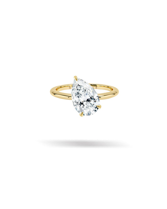 Slanted Pear Solitaire Diamond Ring