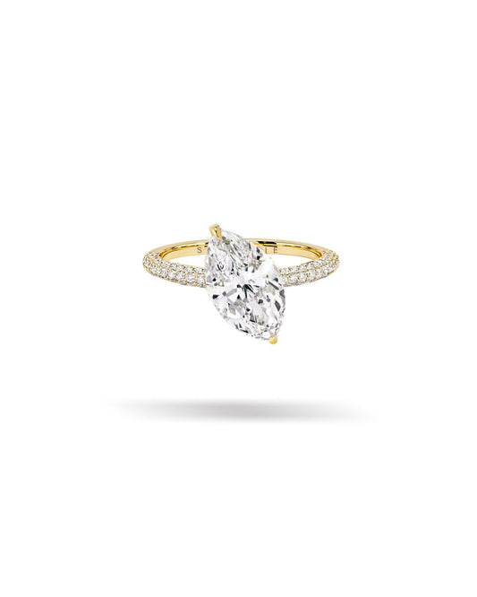 Slanted Marquis Solitaire Diamond Ring