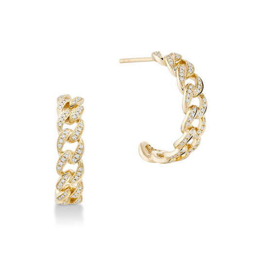 Diamond Pave Chain Small Hoop Earrings - SEVDALIE