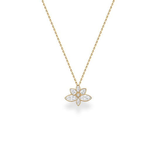 Lady Lotus Flower Diamond Necklace - SEVDALIE