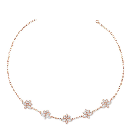 Lady 5 Pendent Lotus Flower Diamond Necklace - SEVDALIE