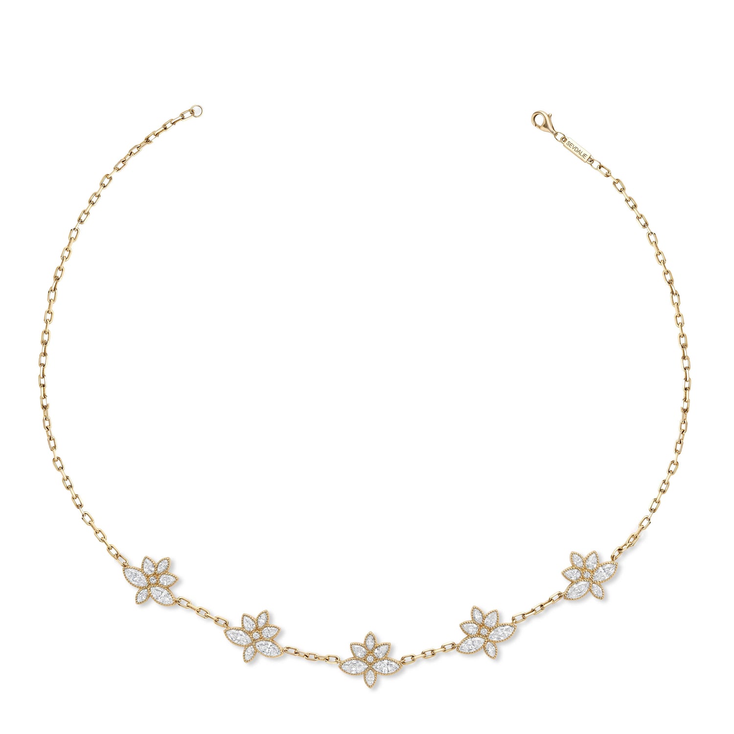 Lady 5 Pendent Lotus Flower Diamond Necklace - SEVDALIE