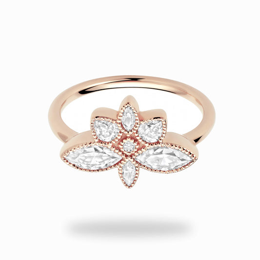 Lucky Lotus Flower Diamond Knuckle Ring - SEVDALIE