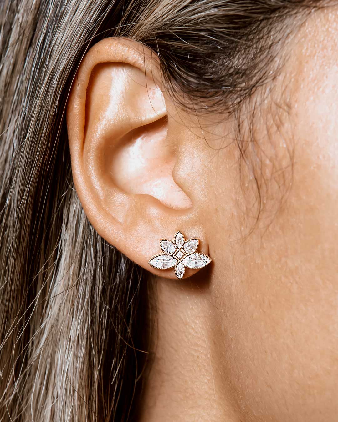 Lady Lotus Flower Diamond Earring