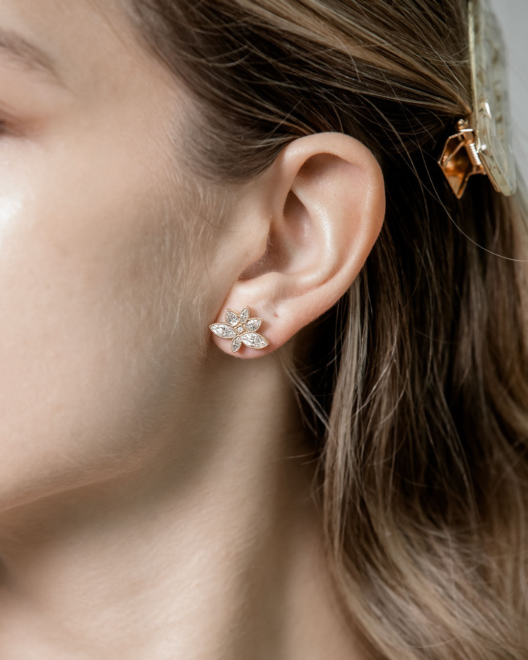 Lady Lotus Flower Diamond Earring