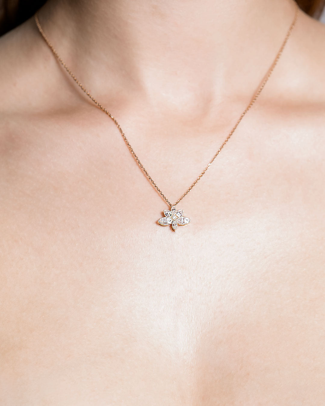Lucky Lotus Flower Diamond Necklace
